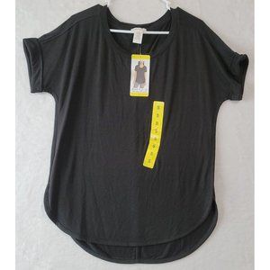 Matty M Women's French Terry Roll Cuff Short Sleeve T-shirt Black Size Small NWT